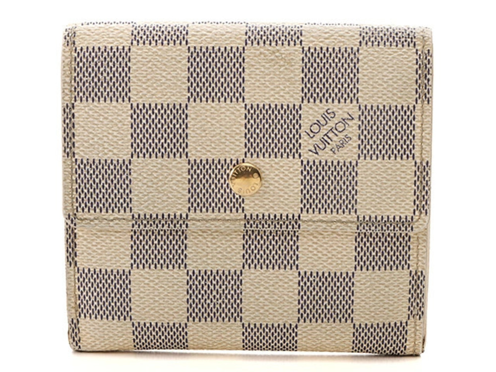 LOUIS VUITTON Portefeuille Elise Damier Azur White Double Snap Wallet